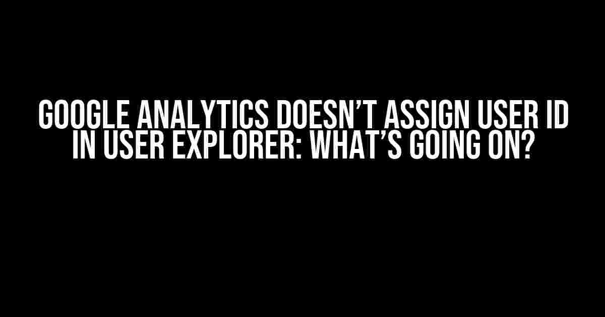 Google Analytics Doesn’t Assign User ID in User Explorer: What’s Going On?